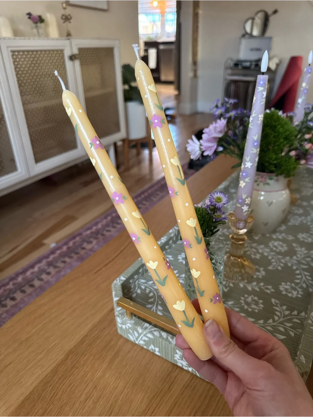 Hand painted taper candles